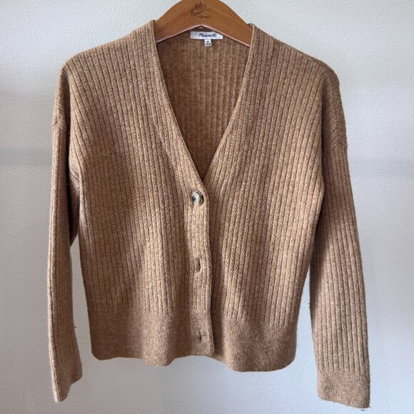 Madewell Sweaters - Madewell Cameron Ribbed Cardigan Sweater Coziest Yarn Taupe Tan Camel | XS
